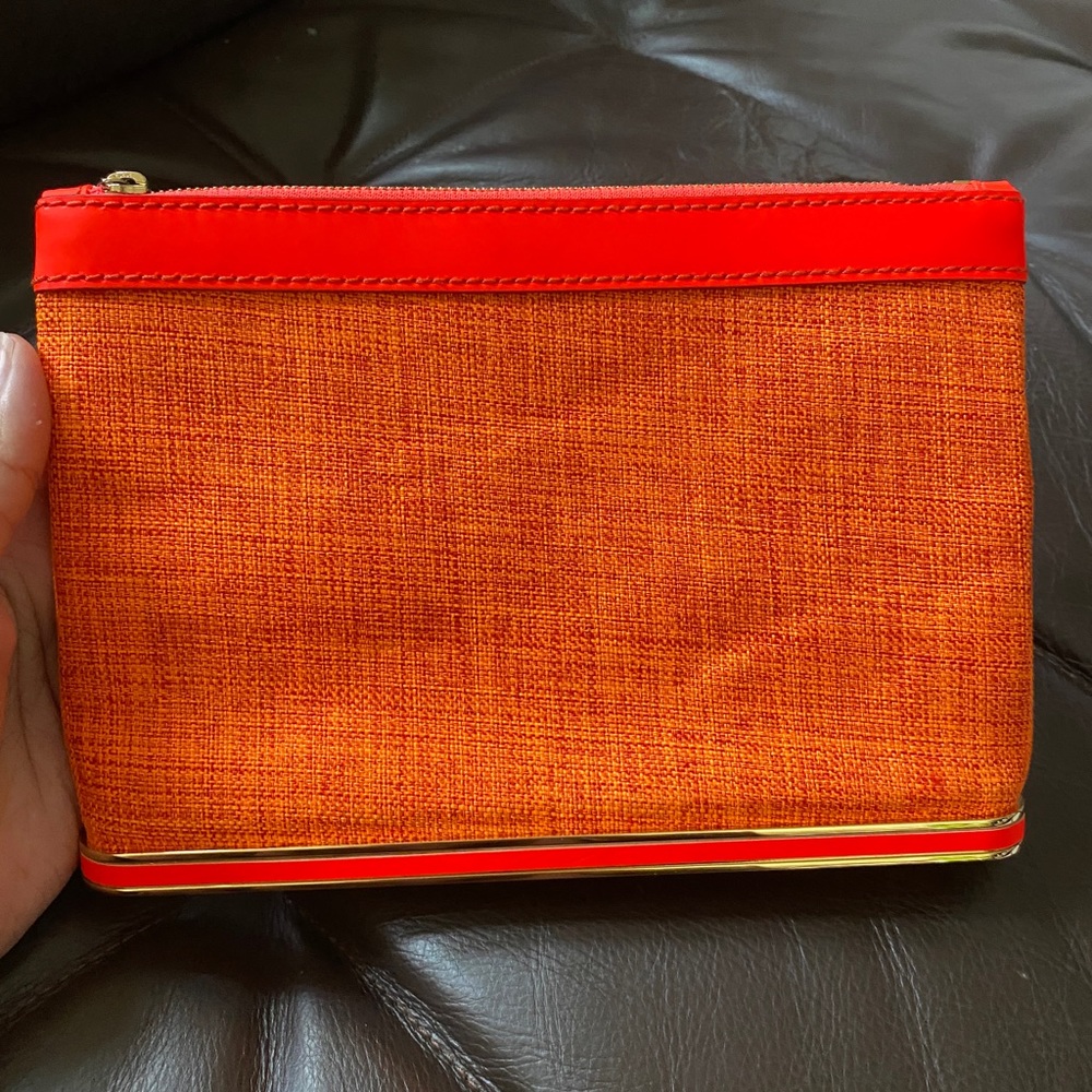 Charlotte Olympia Linen Orange Clutch